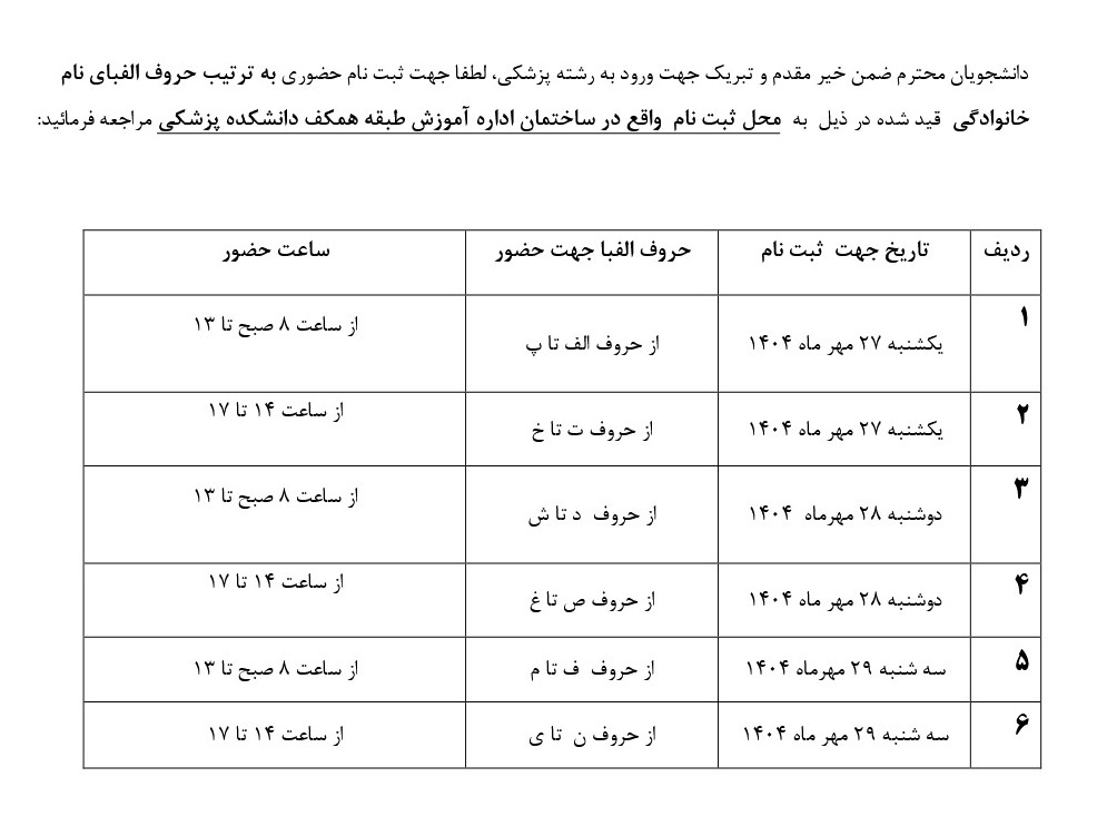 ثبت نام دانشجویان جدیدالورود